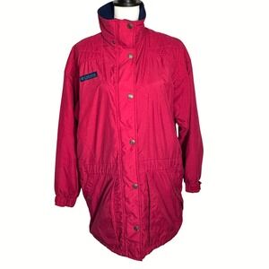 COLUMBIA Women's Small Vintage Red Blue Fleece Lined Insulated Parka Jacket Coat